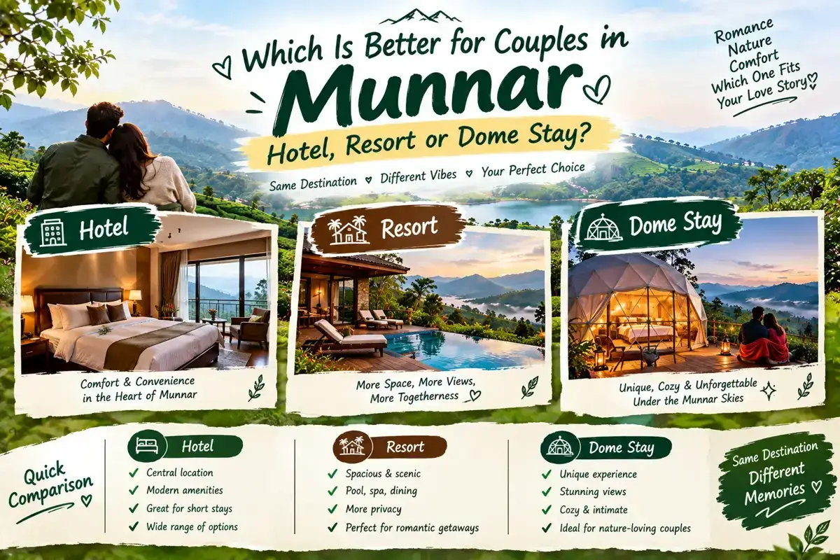 Which Is Better for Couples in Munnar: Hotel, Resort or Dome Stay?
