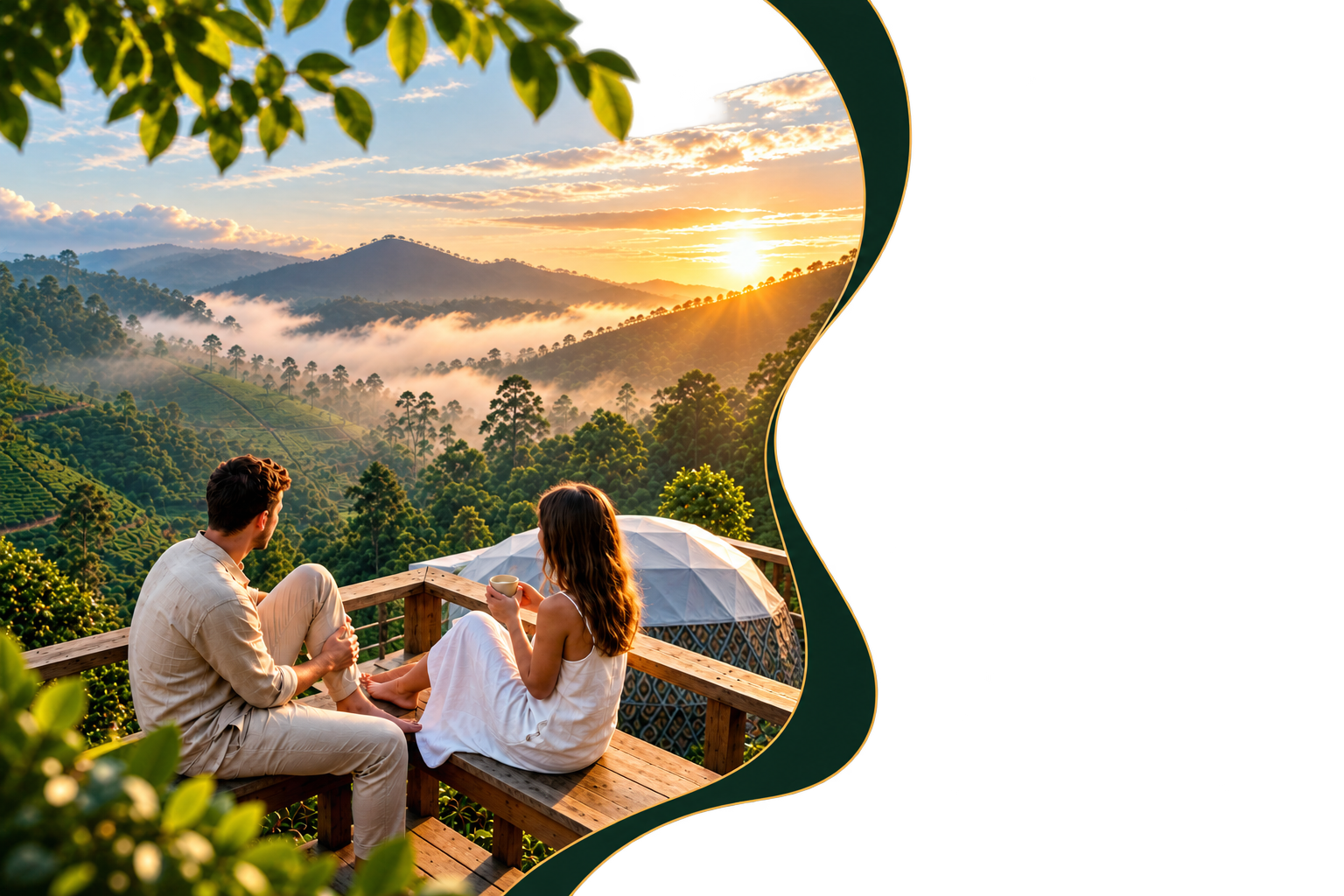 Couple enjoying the Munnar hills at Domes Inn Heaven