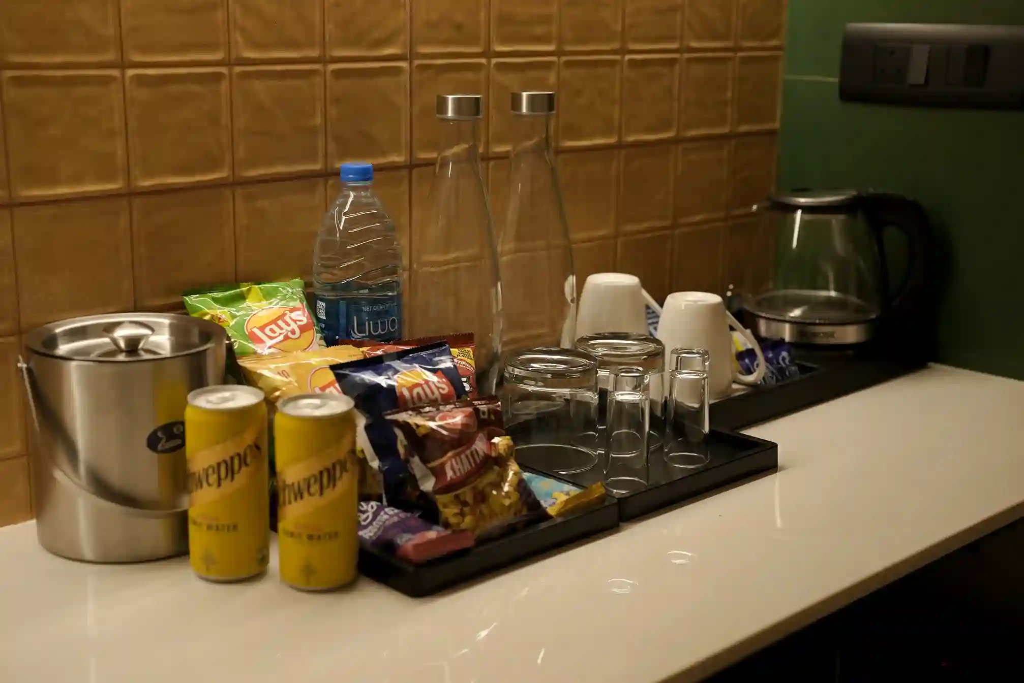 Pantry area inside luxury dome