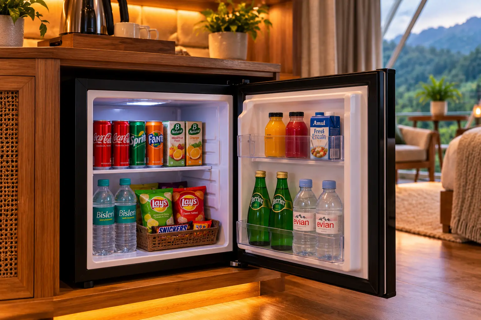 Mini refrigerator inside dome